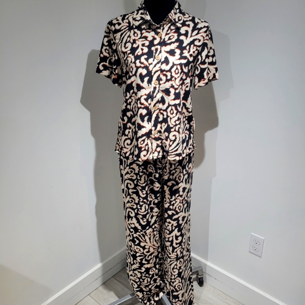 Northern Reflections Women's Printed Linen Blend Coord Set Vacation Resort NWT